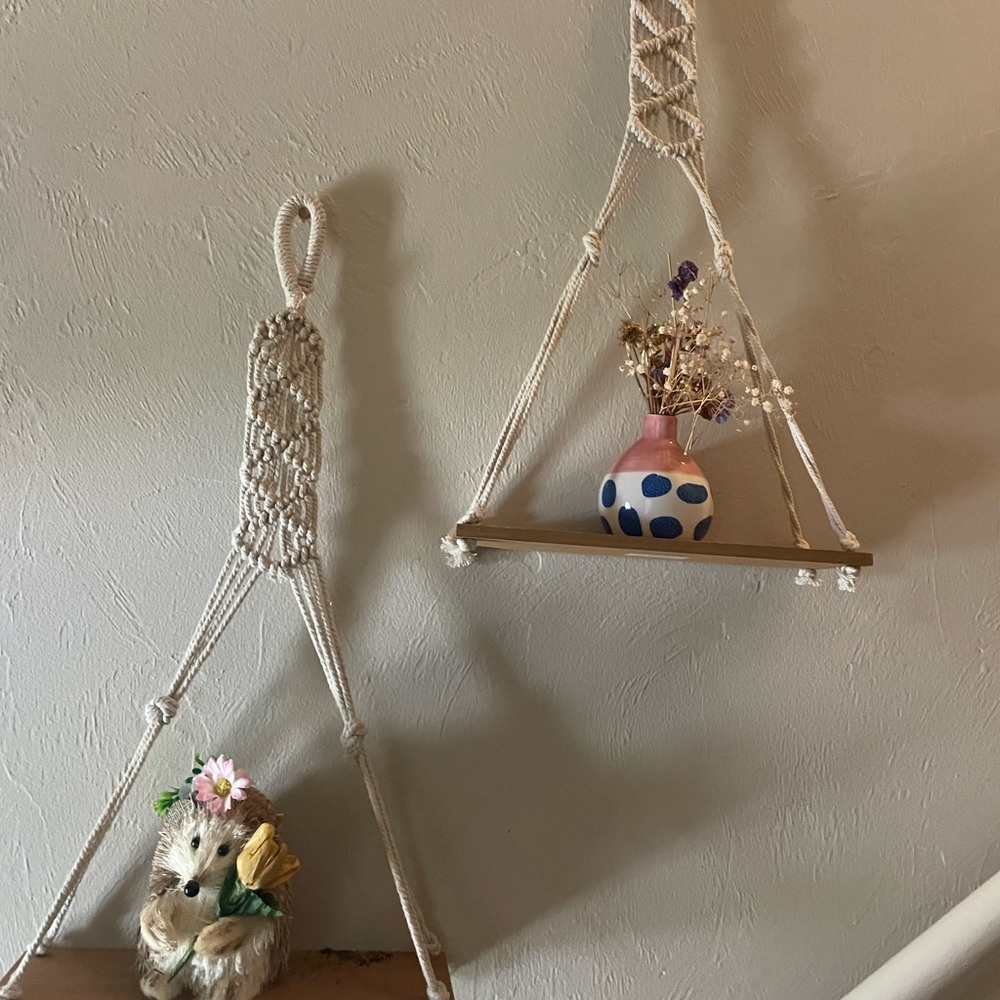 2 boho macrame shelves